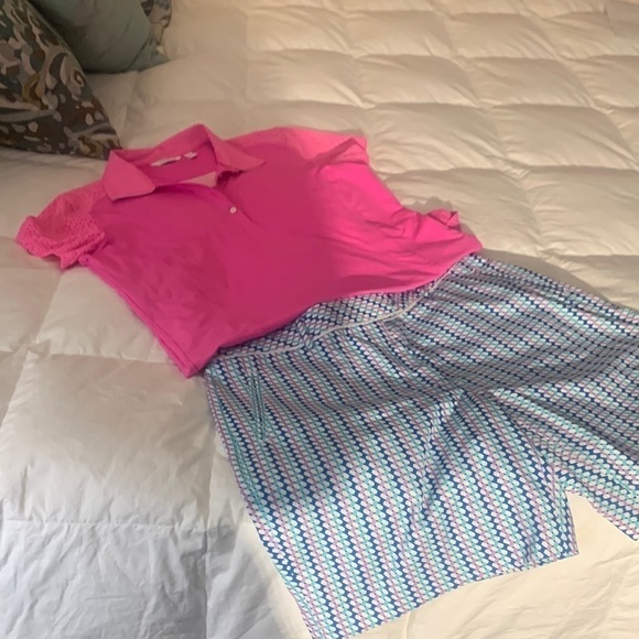 Lady Hagen golf shirt set 8 shorts M top nylon spandex EUC - Picture 1 of 11